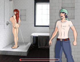巨乳の女性がシャワーをしているところを覗くゲーム！
