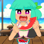 水着の巨乳美女がスイカを食べるミニエロゲーム